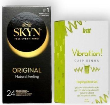 SKYN ORIGINAL 24 шт + Intt Vibration Caipirinha (15 мл) SOS6886 фото