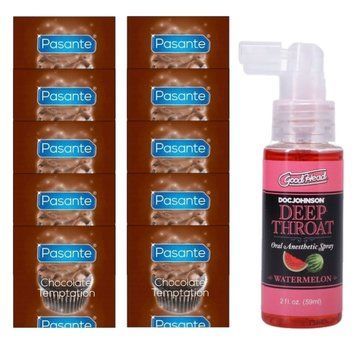 Pasante Chocolate Temptation 10 шт + Doc Johnson DeepThroat Spray &ndash; Watermelon (59 мл) SOS14015 фото