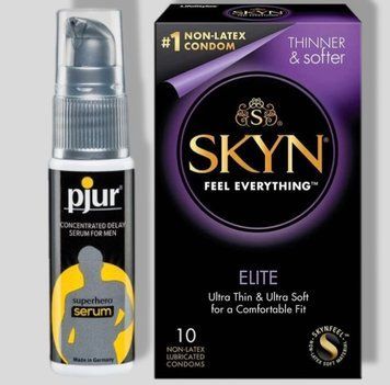 SKYN Elite 10 шт + Пролонгатор pjur Superhero Serum 20 мл SOS5326 фото