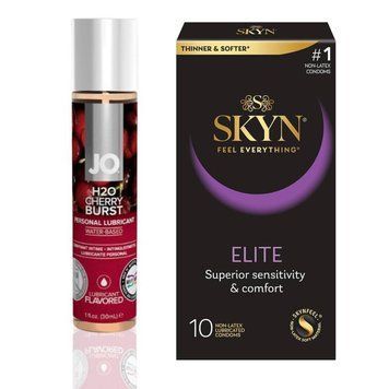 10 штук SKYN Elite + Лубрикант System JO H2O &mdash; Cherry Burst(30 мл) SOS4795 фото