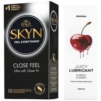 Набір Лубрикант Satisfyer Cheeky Cherry 300 мл + SKYN Close Feel 10 шт. SOS12789 фото