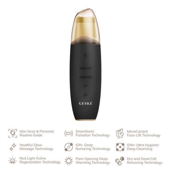 Микротоковый скраббер для кожи и устранение черных точек GESKE MicroCurrent Skin Scrubber&Blackhead Remover 9в1 gray HB0141 фото