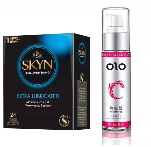 Skyn Extra lube 24 штуки + лубрикант OLO Warming 80 ML ( зігріваючий )  SOS14 фото