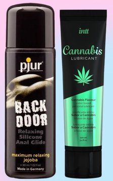 Набор лубрикантов pjur backdoor anal Relaxing jojoba silicone 30 мл + Intt Cannabis (100 мл) LB817 фото