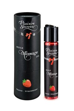 Масажна олія Plaisirs Secrets Strawberry (59 мл) з афродизіаками, їстівна, подарункова упаковка SO1842 фото