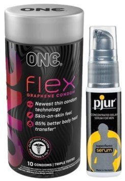 Набор из 10 шт ONE Flex графен + Пролонгатор pjur Superhero Serum 20 мл SOS9285 фото