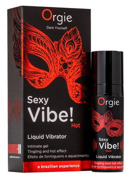 Жидкий вибратор-гель с согревающим эффектом и вкусом клубники Orgie Sexy Vibe! Hot (The Warming), 15 мл 21210 фото