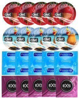 Набор 20 шт ONE Chocolate Strawberry + ONE Island Punch + Pasante Cooling + EXS Extra Thick SOS7221 фото