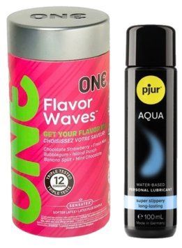 Комплект ONE Flavor Waves 12 штук + Pjur Aqua 100 мл SOS12975 фото