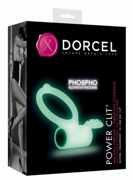Эрекционное виброкольцо со стимулятором клитора Marc Dorcel Power Clit White PHOSPHO (светящийся в темноте) MD1397 фото