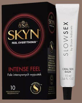 Комплект SKYN Intense Feel 10 шт + Стимулювальний бальзам  Bijoux Indiscrets Slow Sex Oral sex balm SOS5613 фото
