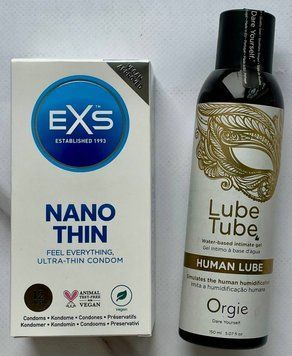 Набор EXS NANO Thin 12 шт. - Лубрикант HUMAN LUBE Intimate Gel, 150 мл ORGIE SOS3266 фото