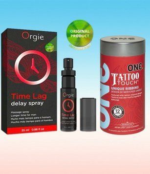 Пролонгатор для мужчин Time Lag, 25 мл. ORGIE+  ONE Tattoo Touch Pack &ndash; 12 шт SOS6672 фото