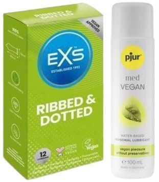 Набір EXS Ribbed & Dotted (12 шт) + pjur MED Vegan Glide 100 мл SOS13524 фото
