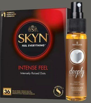 Комплект Skyn ​​Intense feel 36 штук + Спрей Sensuva Deeply Love You Chocolate Coconut (29 мл) SOS5377 фото