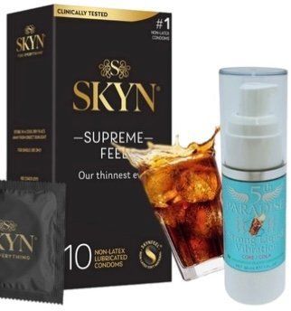 Набір з Skyn Supreme Feel 10 шт + Рідкий вібратор 5th Paradise Liquid Vibrator &mdash; Кола (30 мл) SOS10268 фото