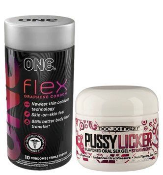 Комплект Набір 10 штук ONE Flex графен + Гель Doc Johnson Pussy Licker Strawberry (56 г) SOS6249 фото
