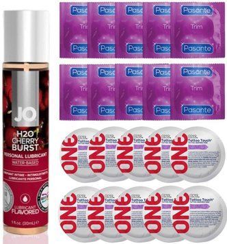 Набор 20 шт Pasante TRIM и ONE Tattoo Touch + System JO H2O - Cherry Burst (30 мл) SOS4886 фото