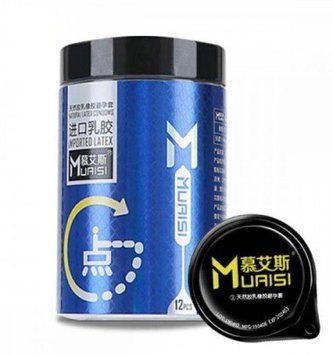 Muaisi Blue 0.02 мм &ndash; рельефные с дополнительным увлажнением (12 шт, банка) SOS11871 фото
