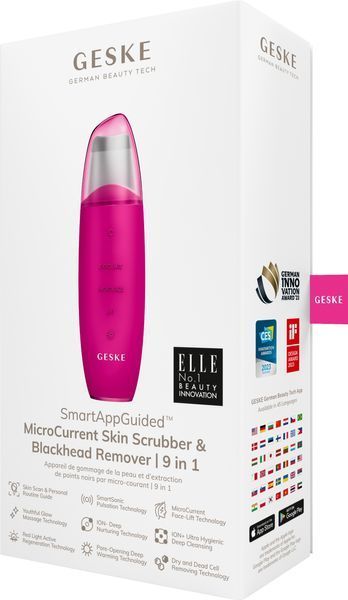 Микротоковый скраббер для кожи и устранение черных точек GESKE MicroCurrent Skin Scrubber&Blackhead Remover 9в1 magenta HB0142 фото
