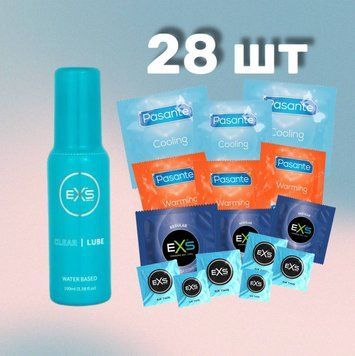 Комплект 28 шт EXS, Pasante + Лубрикант EXS Clear Lube Water Based 100 мл SOS4296 фото