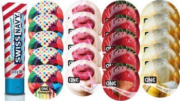 Набор из SwissNavy CoolingPeppermint 10мл + ONERibs + ONE Bubblegum + ONEChocolateStrawberry + ONEBanana SOS8640 фото