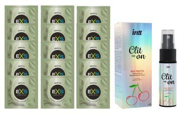 Комплект EXS Snug Fit 15 шт + Intt Clit Me On &mdash; Red Fruits Warming Effect 12 мл SOS14949 фото