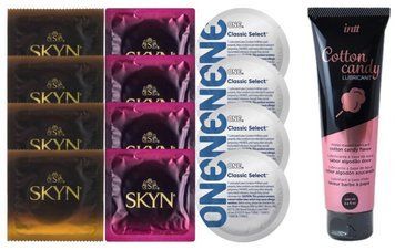 Комплект: Лубрикант Intt Cotton Candy (100 мл) + 8 шт. SKYN + 4 шт. ONE Classic Select SOS10420 фото