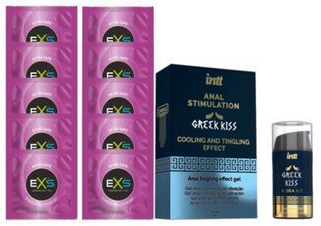 Комплект EXS Extra Safe 10 шт + Intt Greek Kiss (15 мл) SOS14141 фото