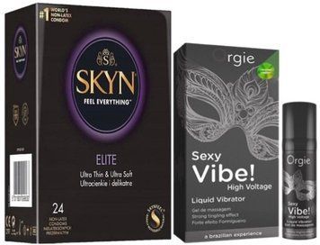 Набір з SKYN Elite (24 шт) + Рідкий вібратор Orgie Sexy Vibe (15 мл)  SOS10118 фото