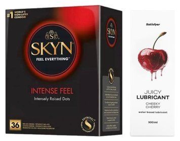 Набір Лубрикант Satisfyer Cheeky Cherry 300 мл + SKYN Intense Feel 36 шт. SOS12790 фото