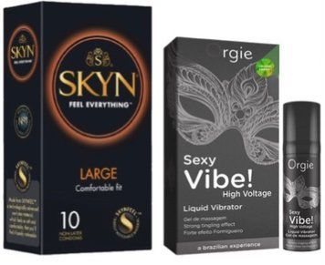 Набір з 10 шт SKYN Large + Рідкий вібратор SEXY VIBE найвищий рівень вібраціі, 15 мл SOS10318 фото