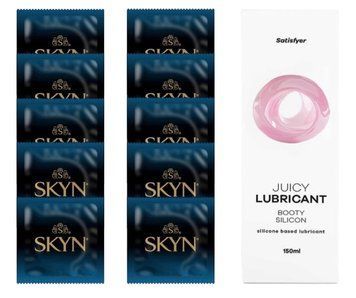 Комплект SKYN Extra Lube 10 шт. + Лубрикант Satisfyer Juicy Lubricant Booty Silicon 150 мл SOS12572 фото