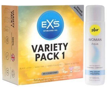 Набор EXS Variety pack 1 (48 шт) + pjur Woman Aqua 100 мл SOS13424 фото
