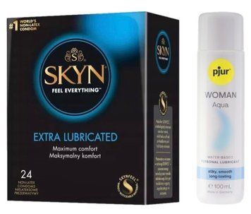 Комплект SKYN Extra Lube 24 шт + Pjur Woman Aqua 100 мл SOS13274 фото