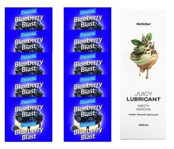 Комплект Pasante Blueberry 10шт. + Лубрикант Satisfyer Juicy Lubricant Minty Mocha 300 мл SOS11671 фото