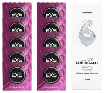 Набор: EXS Extra Thick 10 шт. + Лубрикант Satisfyer Smooth Silicon 150 мл SOS11179 фото