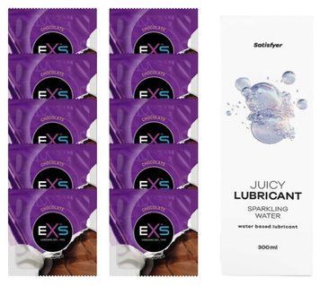 Комплект: из EXS Chocolate 10 шт + Лубрикант Satisfyer Sparkling Water water based 300 мл SOS11330 фото