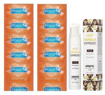 Комплект Pasante Warming 10 шт + EXSENS Kissable Hot Vanilla Espresso 15 мл SOS14292 фото