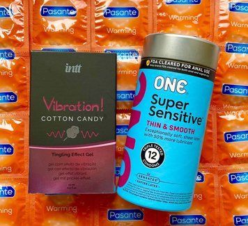 Набір 24 шт ONE Super Sensitive - Pasante Warming + Рідкий вібратор Intt Vibration Cotton Candy (15 мл) SOS1556 фото