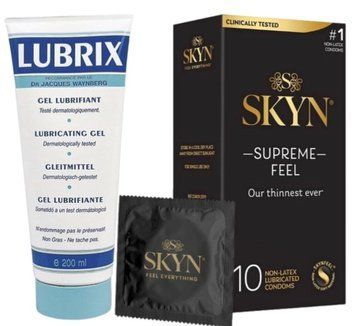 Набор из Лубриканта на водной основе Lubrix (200 мл) + Skyn ​​Supreme Feel 10 шт SOS8808 фото
