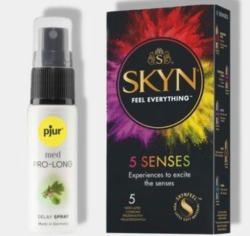 SKYN 5 Senses 5 шт + Пролонгатор pjur MED Prolong Spray 20 мл SOS5813 фото