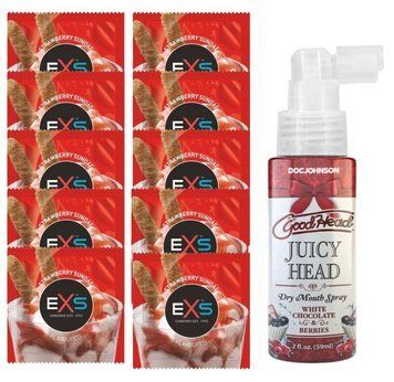 EXS STRAWBERRY SUNDAE 10 шт + Doc Johnson &ndash; Juicy Head White Chocolate and Berries (59 мл) SOS14066 фото