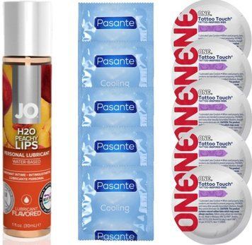 набор 10 шт Pasante + ONE + System JO H2O Peachy Lips (30 мл) SOS4645 фото