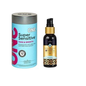 ONE Super Sensitive Pack 12 шт. +Возбуждающая смазка на гибридной основе Sensuva - Ultra-Stimulating ON Insane Ice (57 мл) SOS6525 фото