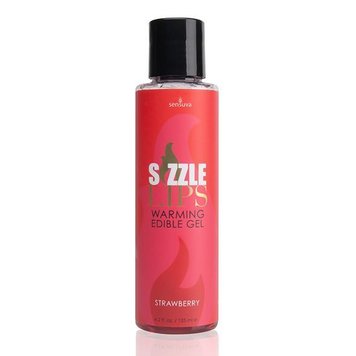 Зігріваючий масажний гель Sensuva Sizzle Lips Strawberry (125 мл), без цукру, їстівний SO3210 фото