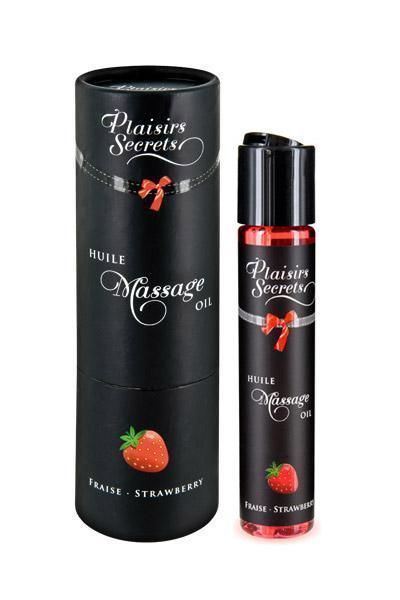 Массажное масло Plaisirs Secrets Strawberry (59 мл) с афродизиаками, съедобная, подарочная упаковка SO1842 фото