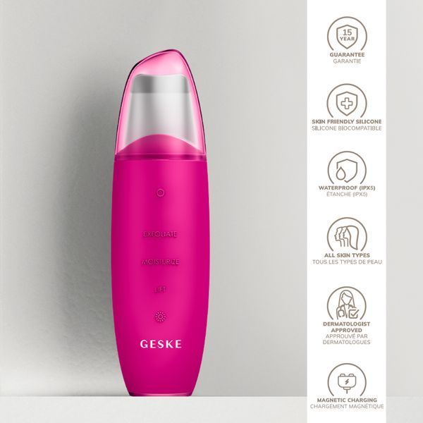 Микротоковый скраббер для кожи и устранение черных точек GESKE MicroCurrent Skin Scrubber&Blackhead Remover 9в1 magenta HB0142 фото