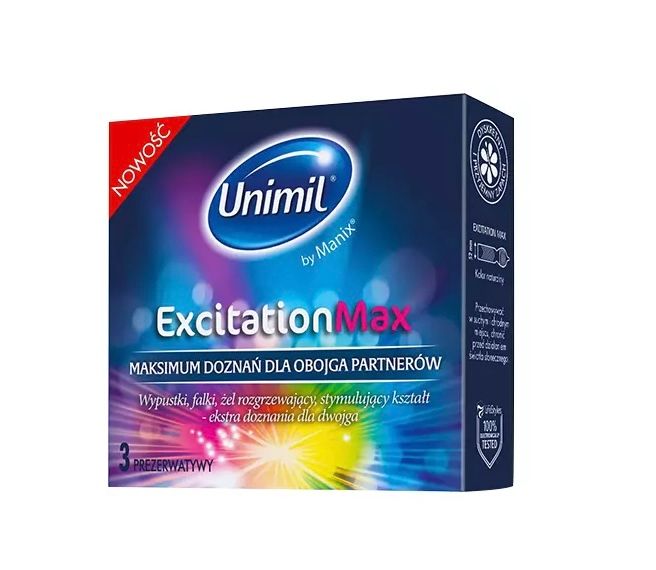 Unimil Excitation Max Ribbed & Dotted Warming - ребристі, 3 шт UN1 фото