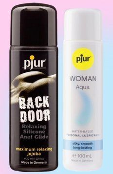 Набір лубрикантів pjur backdoor anal Relaxing jojoba silicone 30 мл + pjur Woman Aqua 100 мл LB818 фото